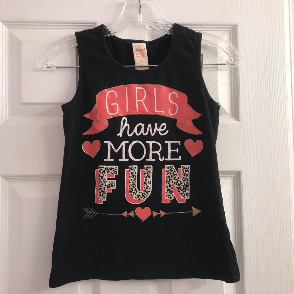 Faded Glory Girl’s Black Tank Top L 10/12 Girl’s Have More Fun